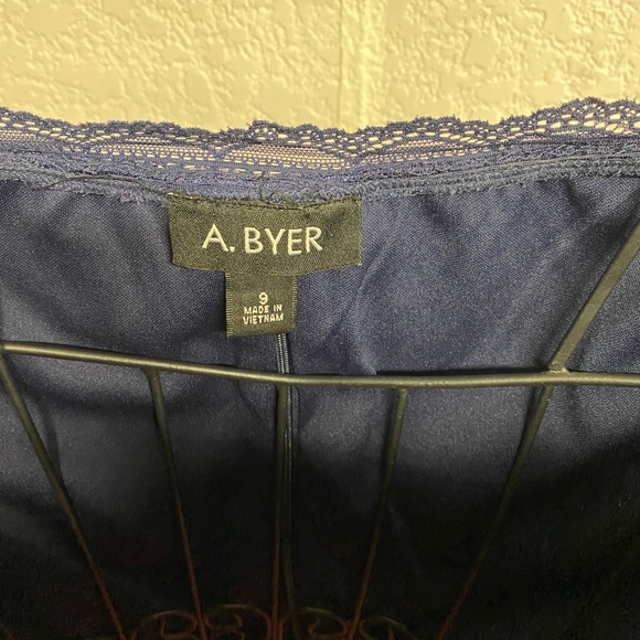 A.Byer  Blue Floral Long Sleeve 2 Piece Pleated Prom Dress - Picture 4 of 15